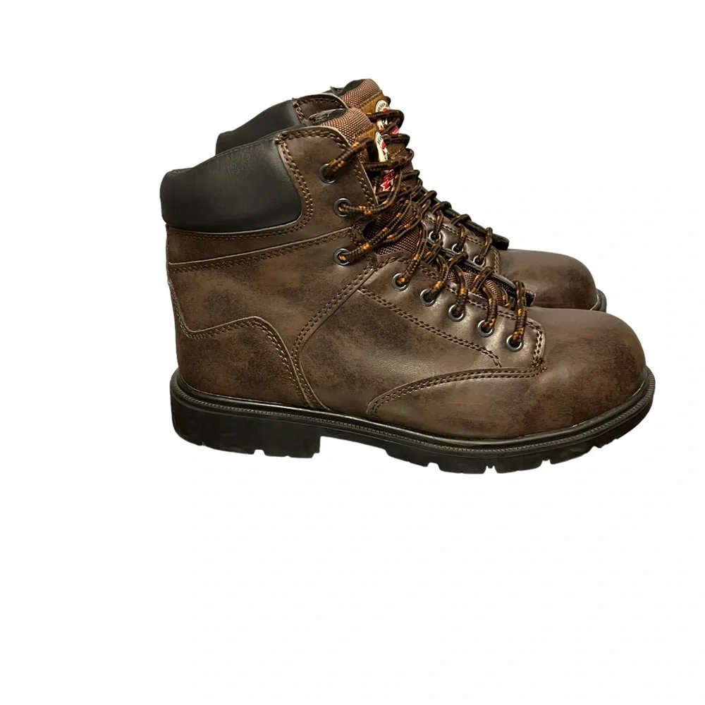 Brahma Men’s Work Ankle Boots Sz 9 Brown Lace Up Round up